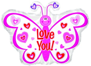 Love You Pink Hearts Butterfly